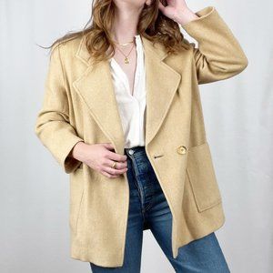 Vintage Union Made Camel Hair Tan Oversized Blazer Jacket Long Trench Pea Coat